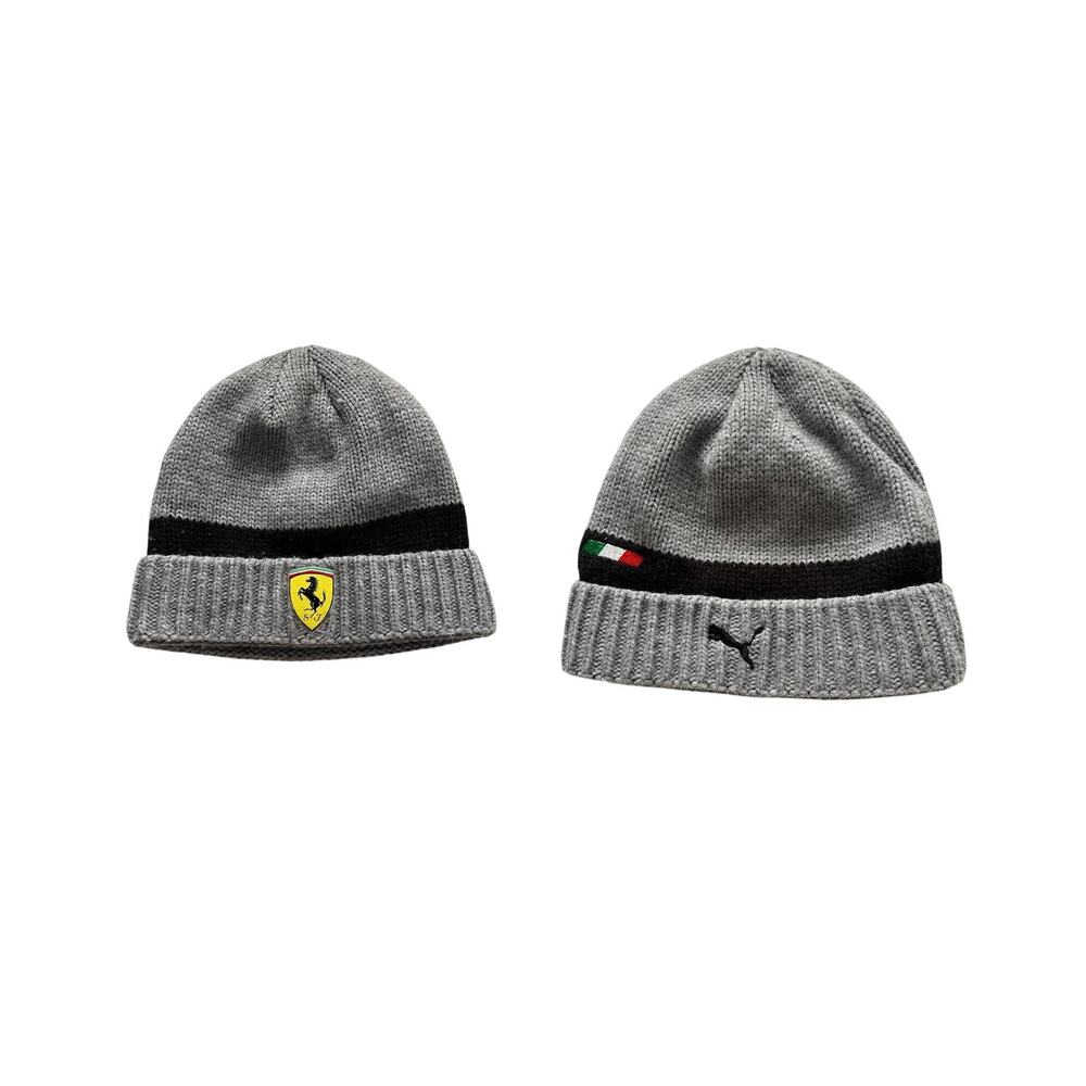 Puma Ferrari 10th Anniversary Partnership Beanie Hat Gray Logo Scuderia Crest